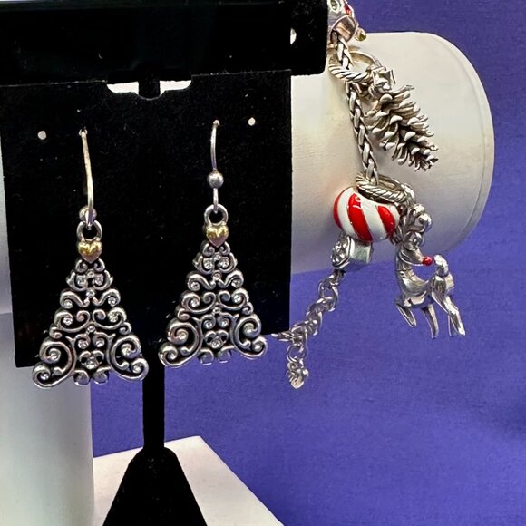 Brighton Christmas Theme Silver Plated Charm Bracelet & Earrings - Picture 5 of 16